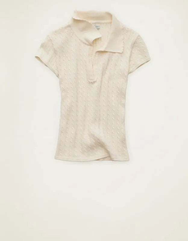AE V-Neck Cable Knit Sweater Polo