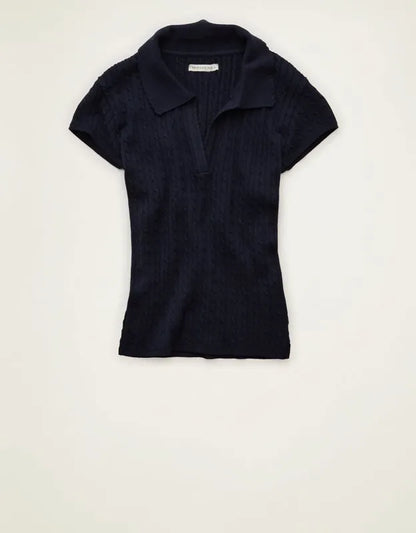 AE V-Neck Cable Knit Sweater Polo