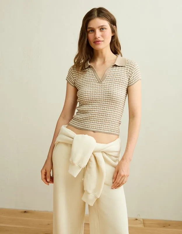 AE V-Neck Cable Knit Sweater Polo