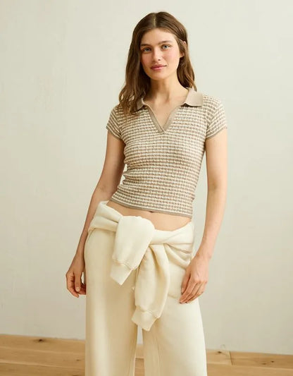 AE V-Neck Cable Knit Sweater Polo