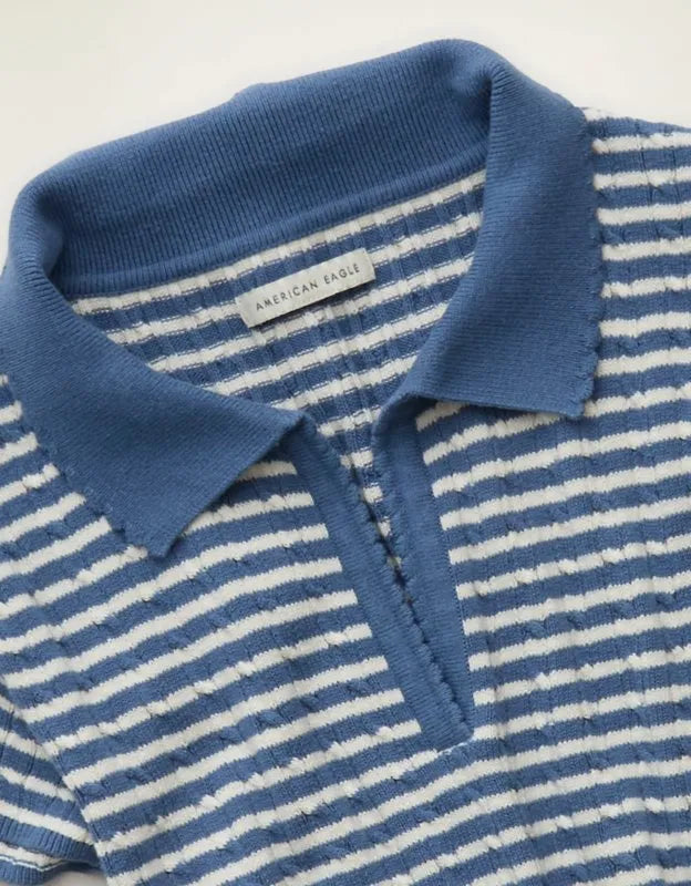 AE V-Neck Cable Knit Sweater Polo