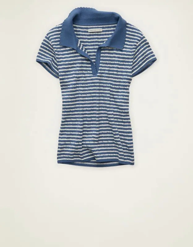 AE V-Neck Cable Knit Sweater Polo