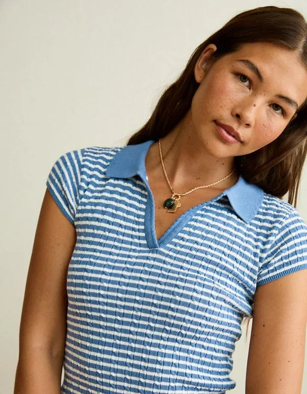 AE V-Neck Cable Knit Sweater Polo