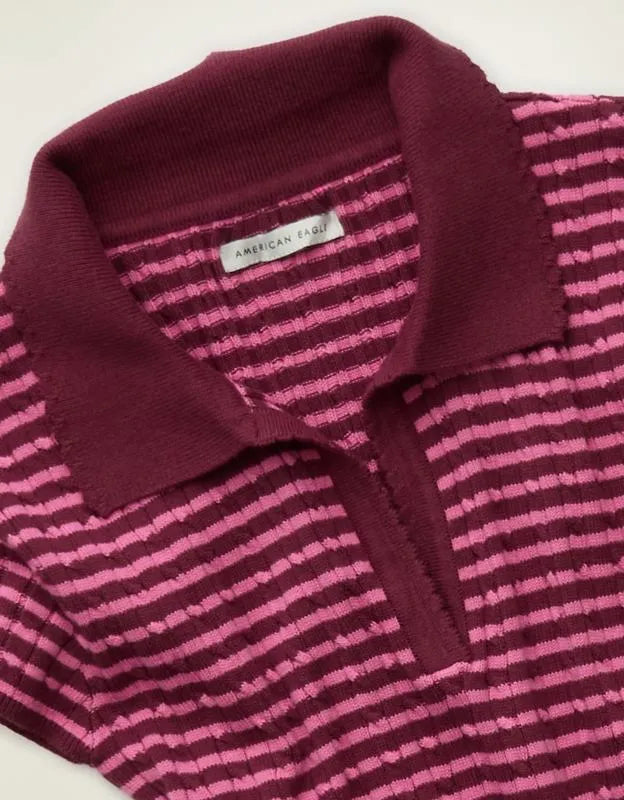 AE V-Neck Cable Knit Sweater Polo