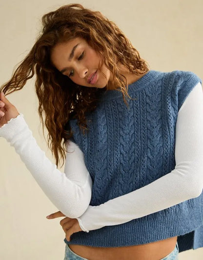 AE Whoa So Soft Cable Knit Vest