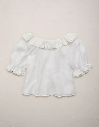 AE77 Ruffled-Neck Blouse