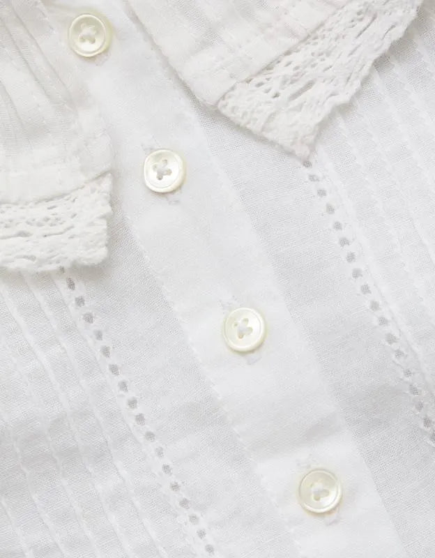 AE77 Ruffled-Neck Blouse