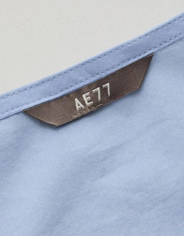 AE77 Eyelet Lace Short-Sleeve Blouse