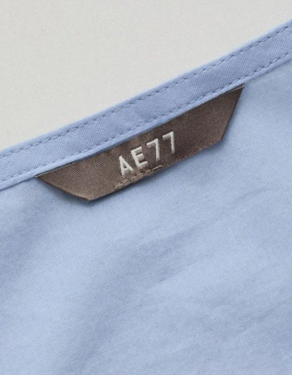 AE77 Eyelet Lace Short-Sleeve Blouse