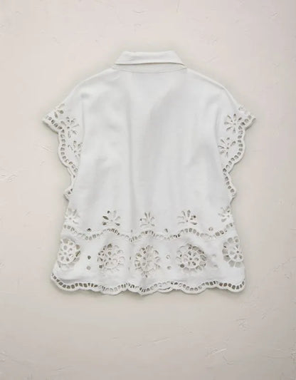 AE77 Embroidered Linen-Blend Button-Up Shirt