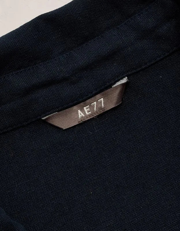 AE77 Embroidered Linen-Blend Button-Up Shirt