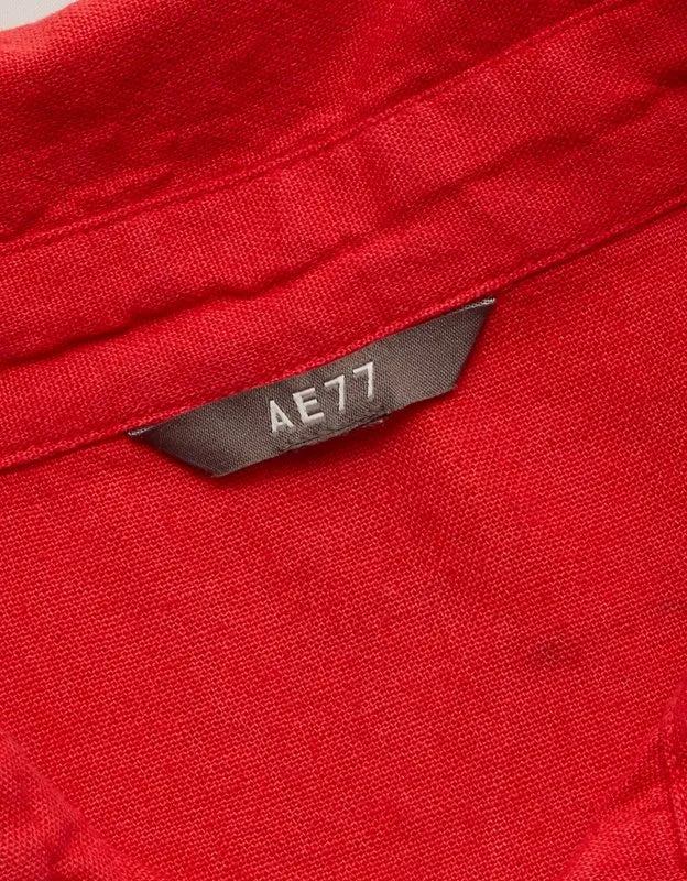 AE77 Embroidered Linen-Blend Button-Up Shirt