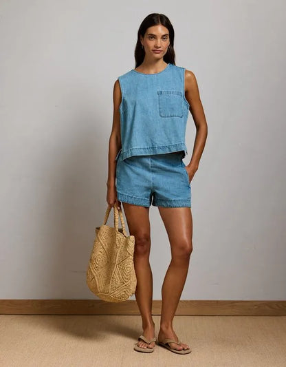 AE77 Boxy Chambray Top