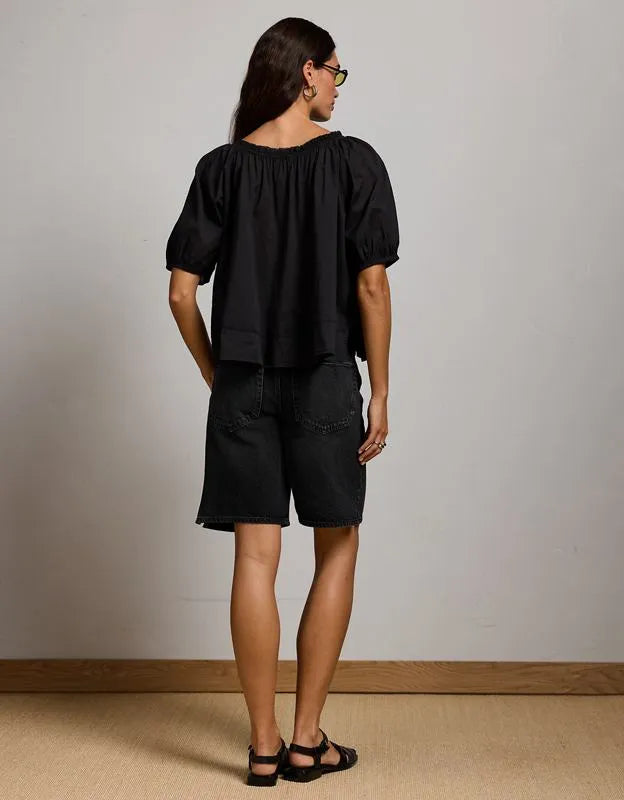 AE77 Puff Sleeve Cropped Top
