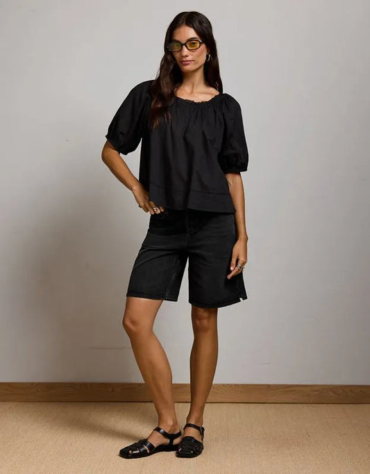 AE77 Puff Sleeve Cropped Top
