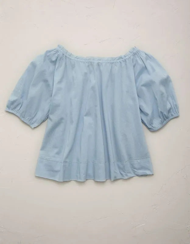 AE77 Puff Sleeve Cropped Top