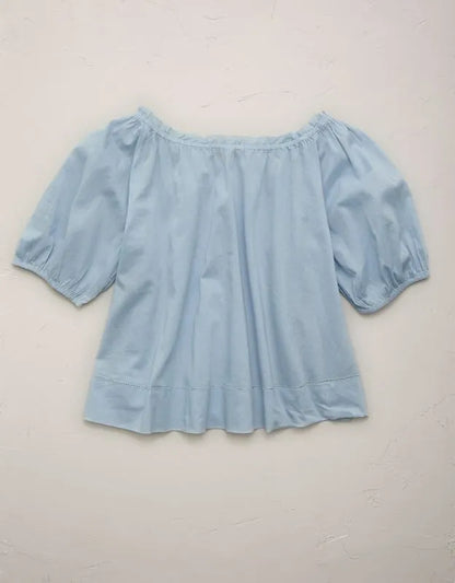 AE77 Puff Sleeve Cropped Top