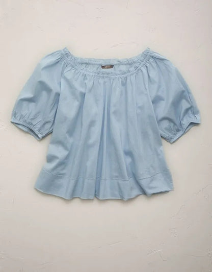 AE77 Puff Sleeve Cropped Top