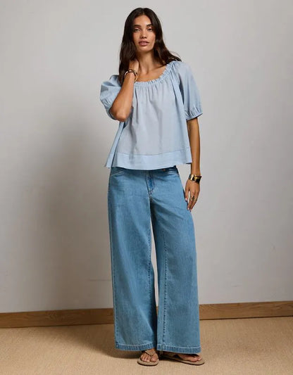 AE77 Puff Sleeve Cropped Top