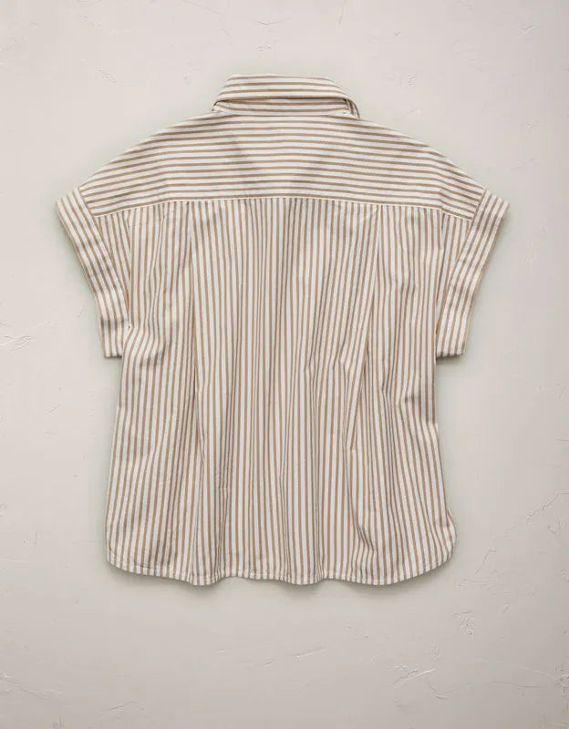 AE77 Cropped Poplin Short-Sleeve Shirt