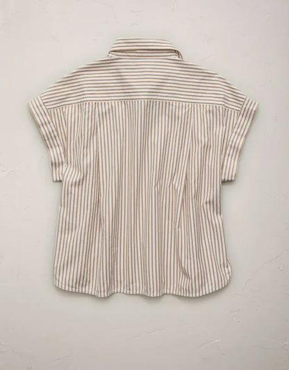 AE77 Cropped Poplin Short-Sleeve Shirt