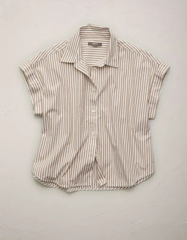 AE77 Cropped Poplin Short-Sleeve Shirt