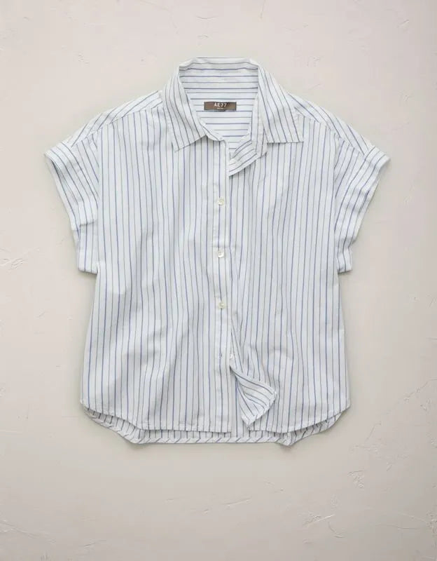 AE77 Cropped Poplin Short-Sleeve Shirt