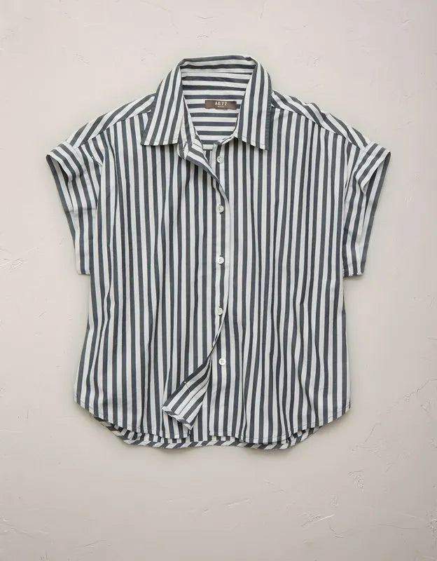 AE77 Cropped Poplin Short-Sleeve Shirt