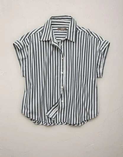 AE77 Cropped Poplin Short-Sleeve Shirt