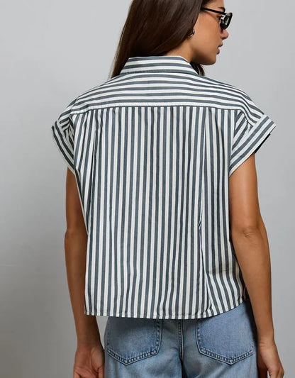 AE77 Cropped Poplin Short-Sleeve Shirt