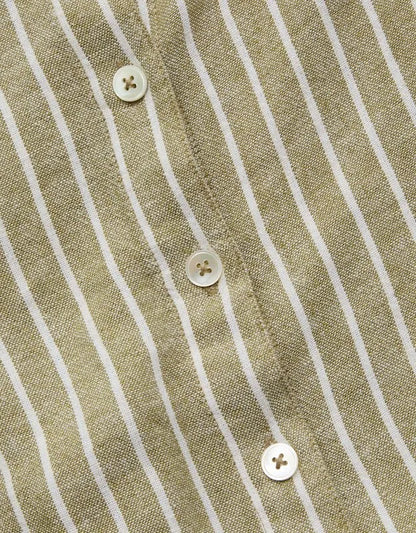 AE77 Boxy Linen-Blend Button-Up Shirt