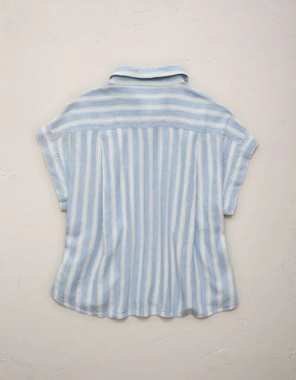AE77 Boxy Linen-Blend Button-Up Shirt
