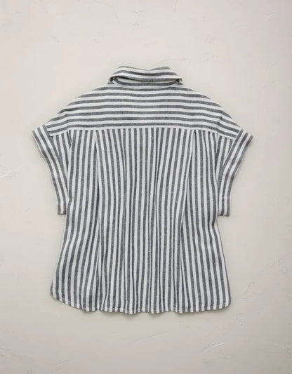 AE77 Boxy Linen-Blend Button-Up Shirt