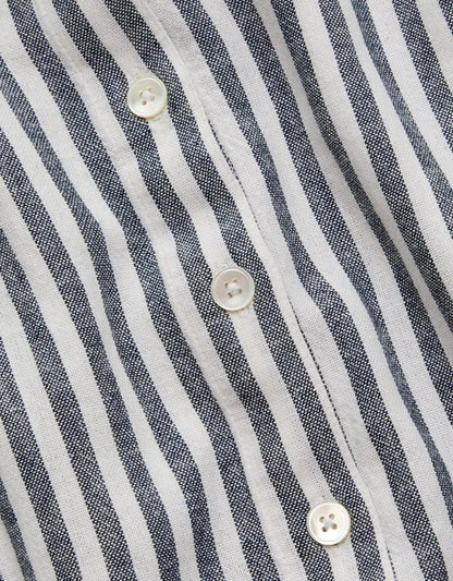 AE77 Boxy Linen-Blend Button-Up Shirt