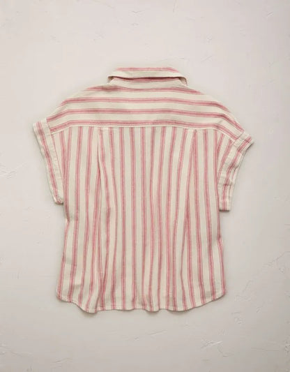 AE77 Boxy Linen-Blend Button-Up Shirt