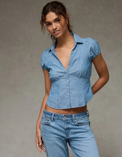 AE Short-Sleeve Button-Up Shirt