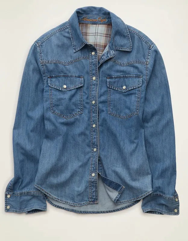 AE Throwback Denim Button-Up Shirt