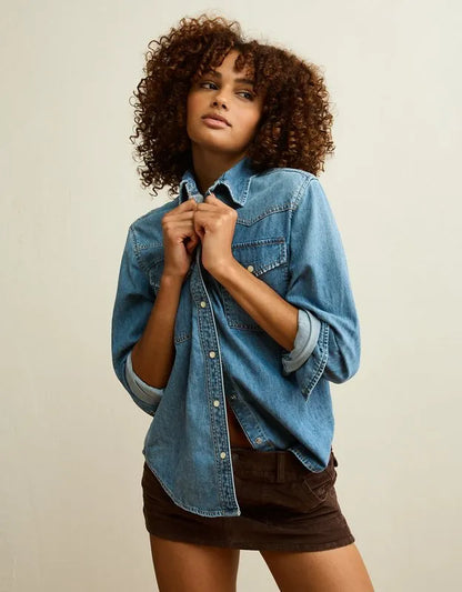 AE Throwback Denim Button-Up Shirt