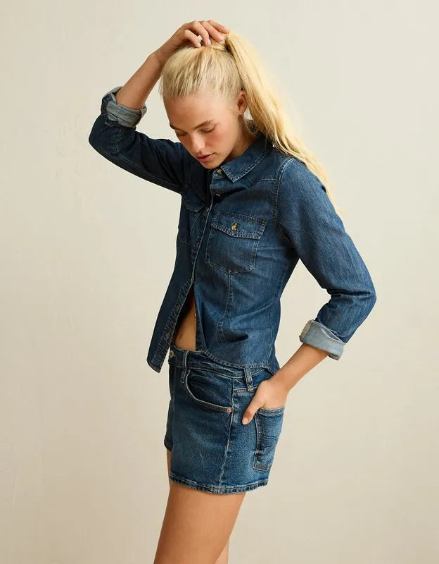AE Fitted Denim Button-Up Shirt