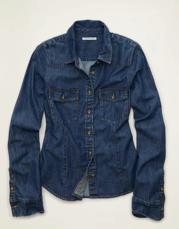 AE Fitted Denim Button-Up Shirt