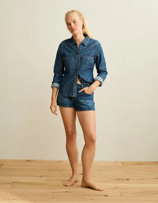AE Fitted Denim Button-Up Shirt