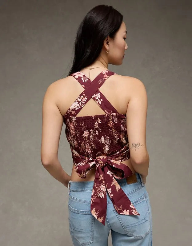 AE Smocked Tie-Front Cami
