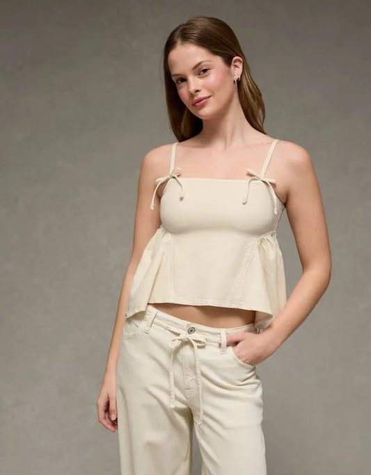 AE Denim Bow Strap Tank Top