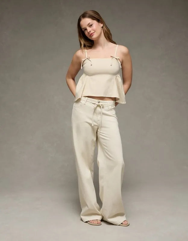 AE Denim Bow Strap Tank Top