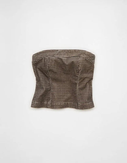 AE Plaid Corduroy Tube Top