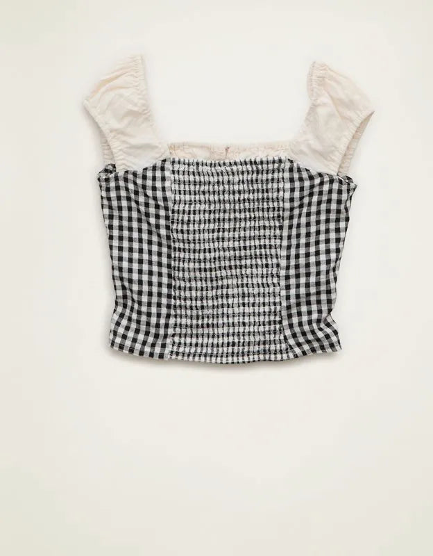 AE Square-Neck Cap-Sleeve Top