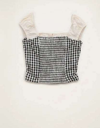 AE Square-Neck Cap-Sleeve Top