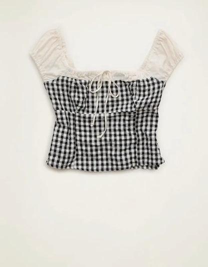 AE Square-Neck Cap-Sleeve Top