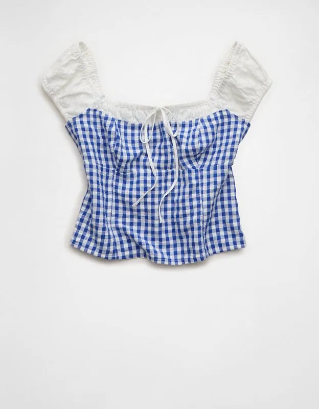 AE Square-Neck Cap-Sleeve Top