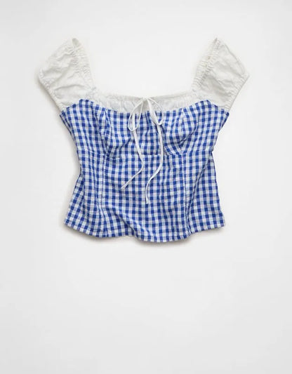 AE Square-Neck Cap-Sleeve Top
